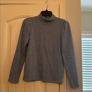MADEWELL Blue and White Patterned Turtleneck Sweater